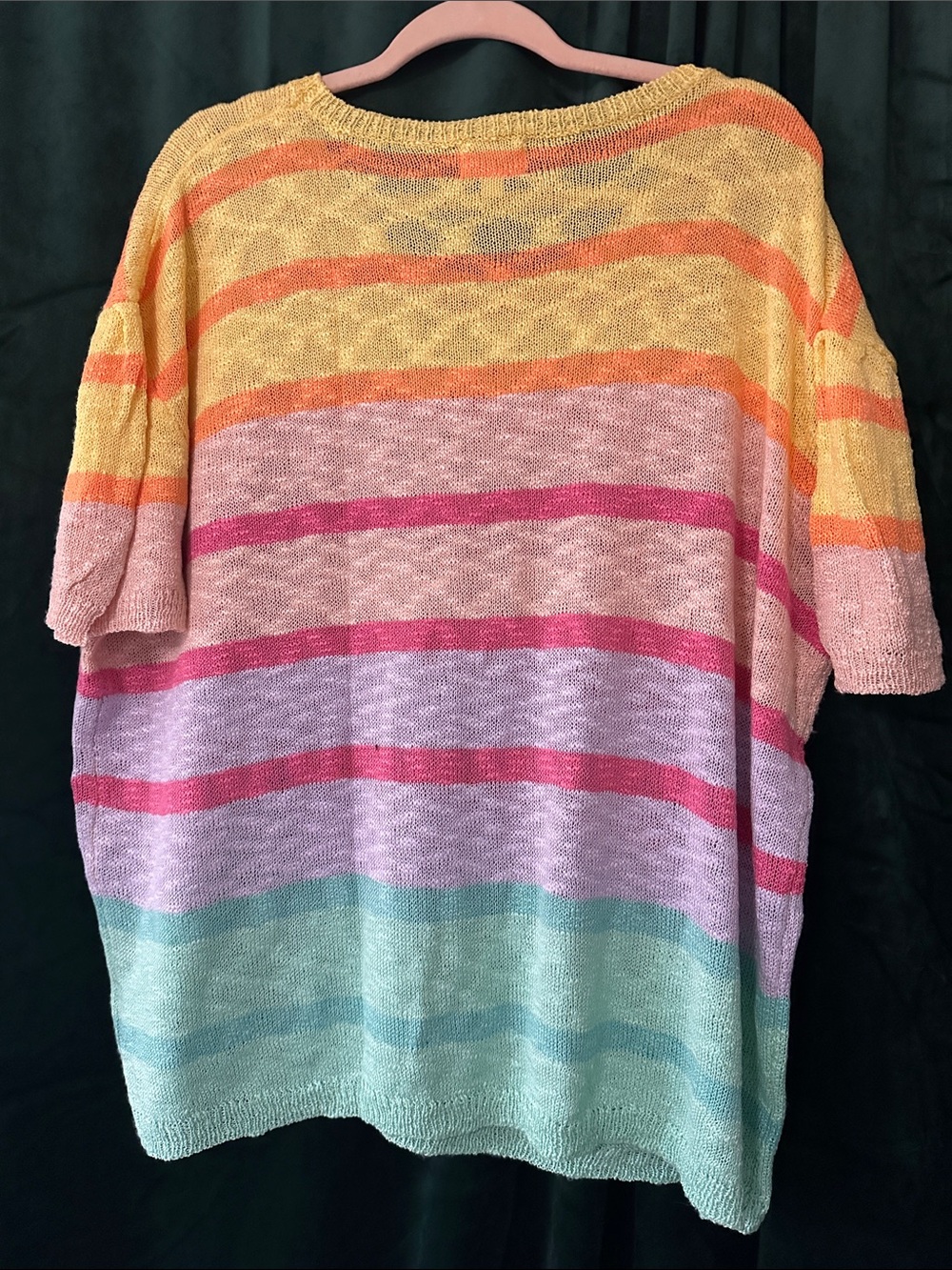 BiBi Pastel Multicolor Stripe Crewneck Sweater - Yellow, Pink, Purple, Mint - Picture 6 of 6